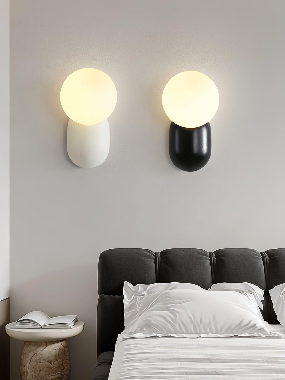 Spherical Resin Wall Light Fixture with Glass Globe – Modern Single-Bulb Sconce for Bathroom, Hallway, Bedroom – Dimmable G9 Socket | Lonoma