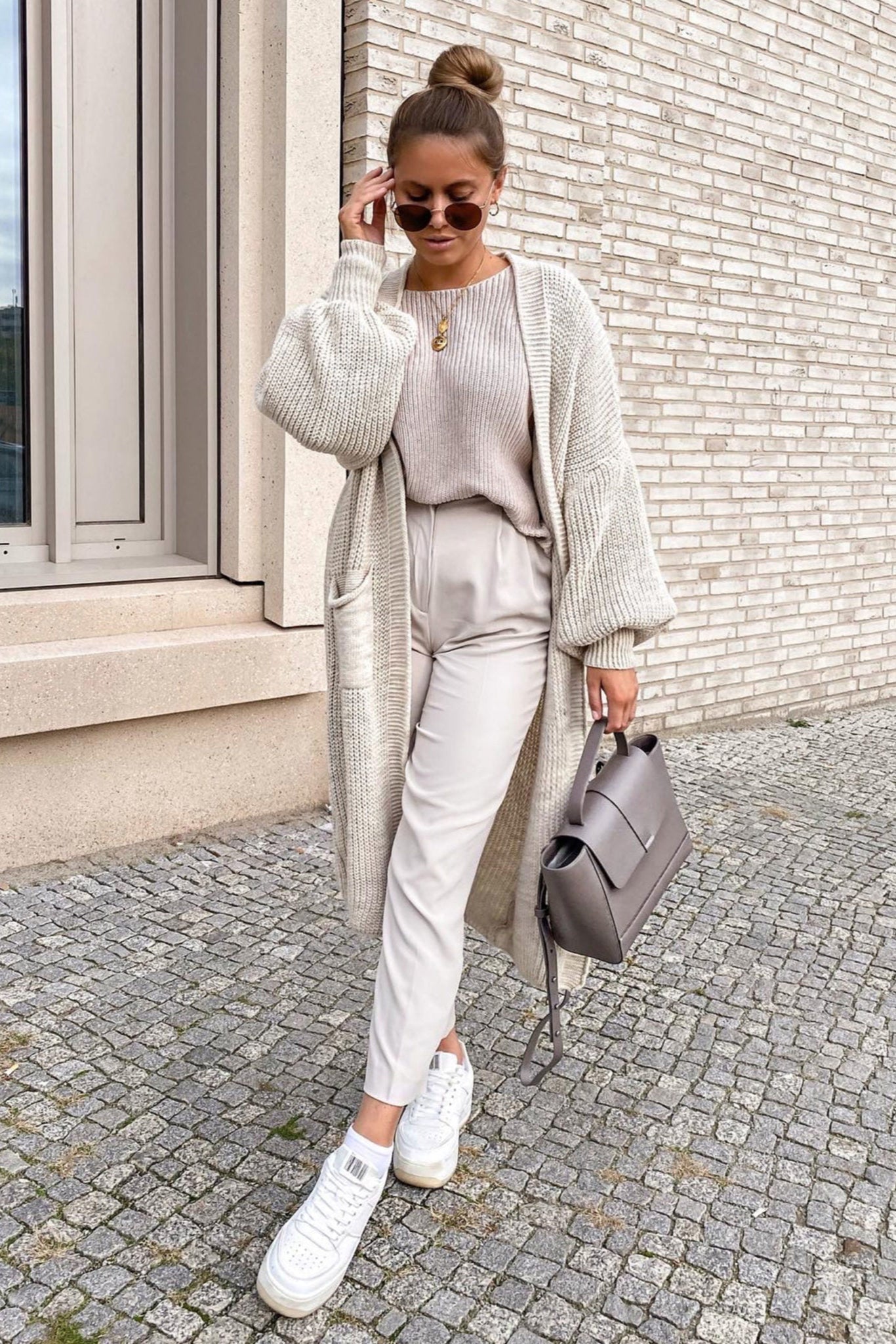 Women's Longline Open-Front Knitted Cardigan in Soft Neutral Tones for Effortless Everyday Elegance | Koossa