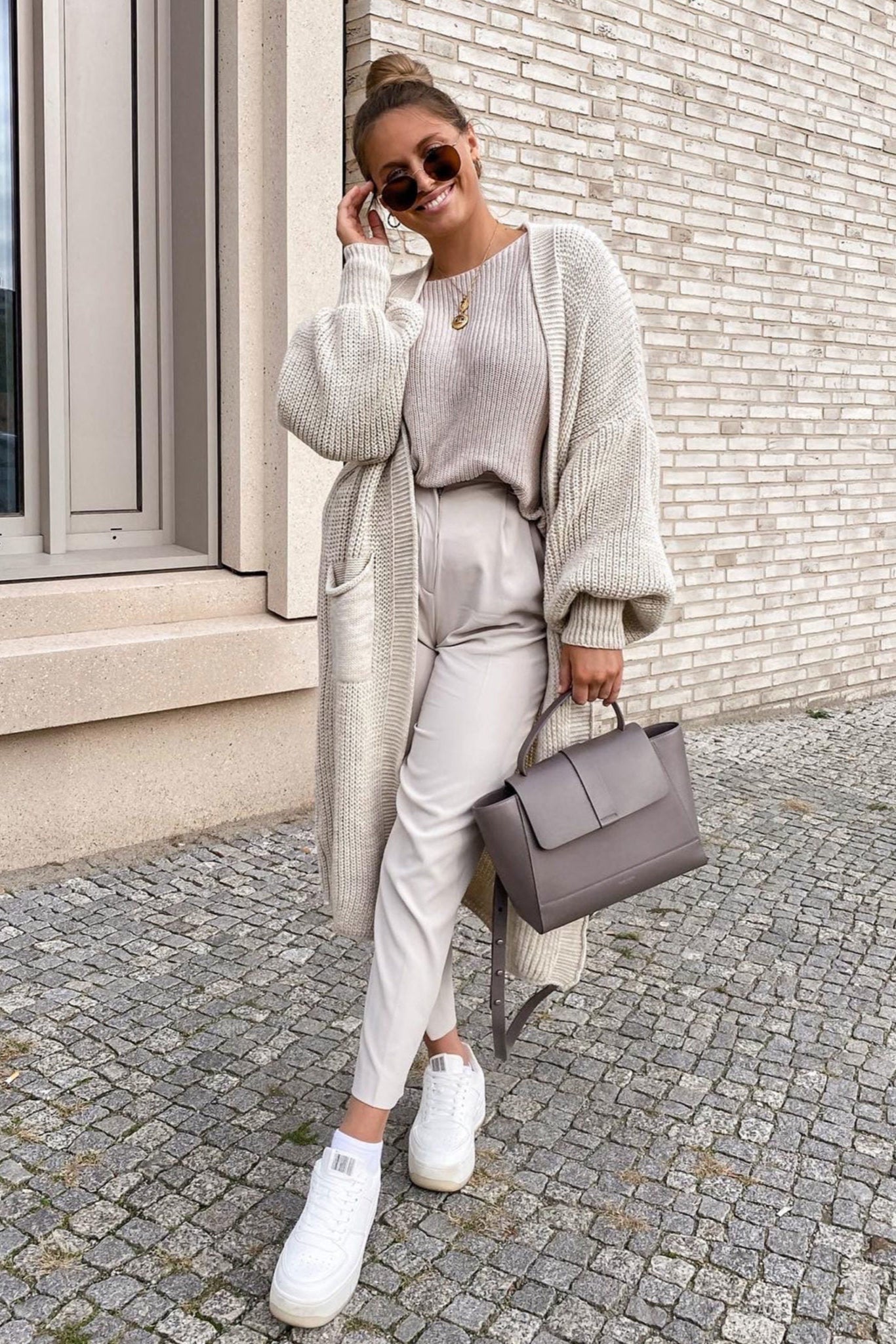 Women's Longline Open-Front Knitted Cardigan in Soft Neutral Tones for Effortless Everyday Elegance | Koossa