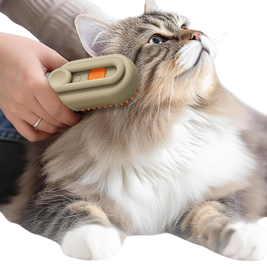 Cat Steam Brush Self-Cleaning Grooming Brush Electric Steam Pet Brush Loose Hair Dander Remover Short Long Hair Cats Olive Green | Koossa