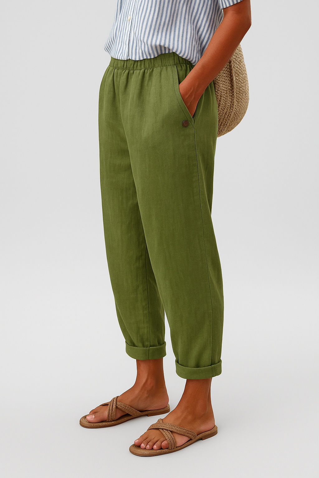 Women's Relaxed Side-Pocket Trousers — Elastic Waist Casual Trousers for Everyday Comfort & Weekend Wear | Koossa