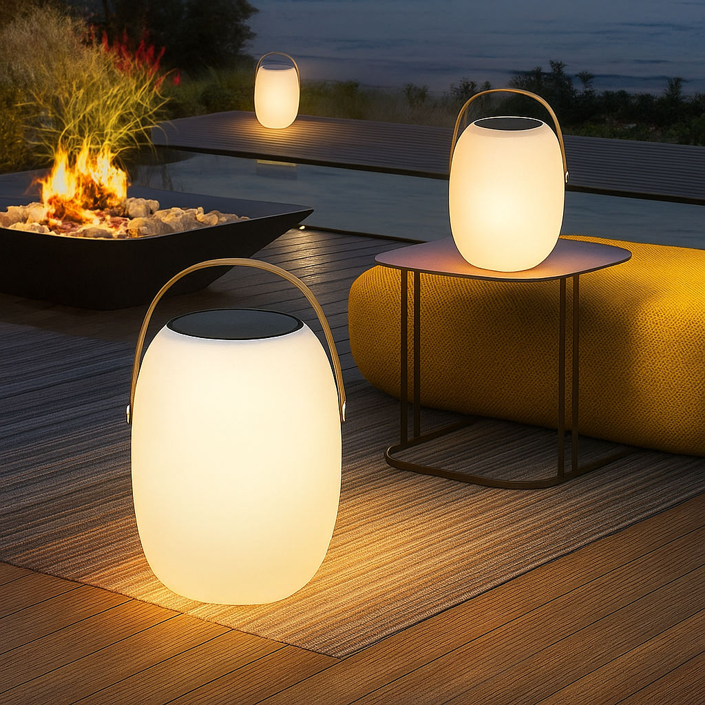 Lanterne solaire LED en verre pour terrasse et jardin — Éclairage nomade sans fil ambiance douce soirées | Koossa