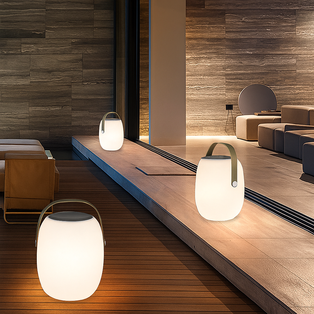 Lanterne solaire LED en verre pour terrasse et jardin — Éclairage nomade sans fil ambiance douce soirées | Koossa