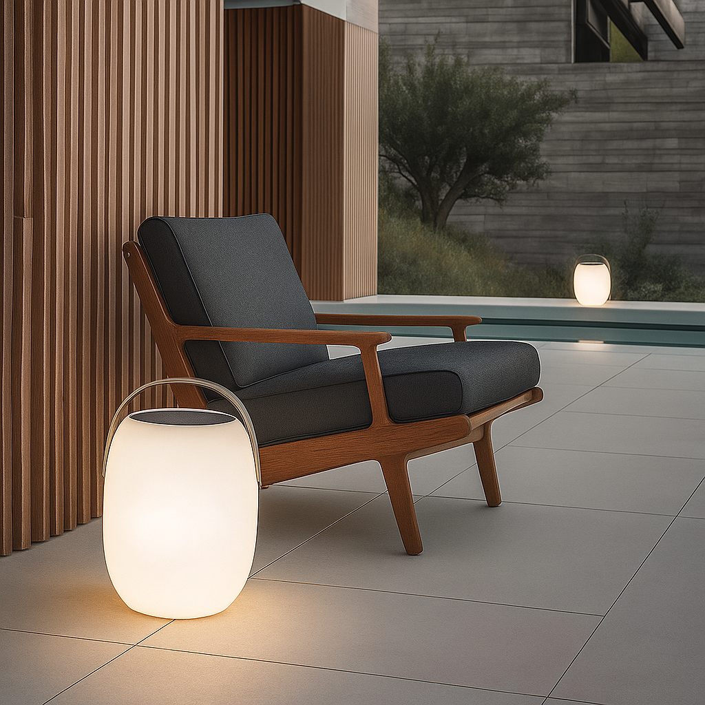 Lanterne solaire LED en verre pour terrasse et jardin — Éclairage nomade sans fil ambiance douce soirées | Koossa