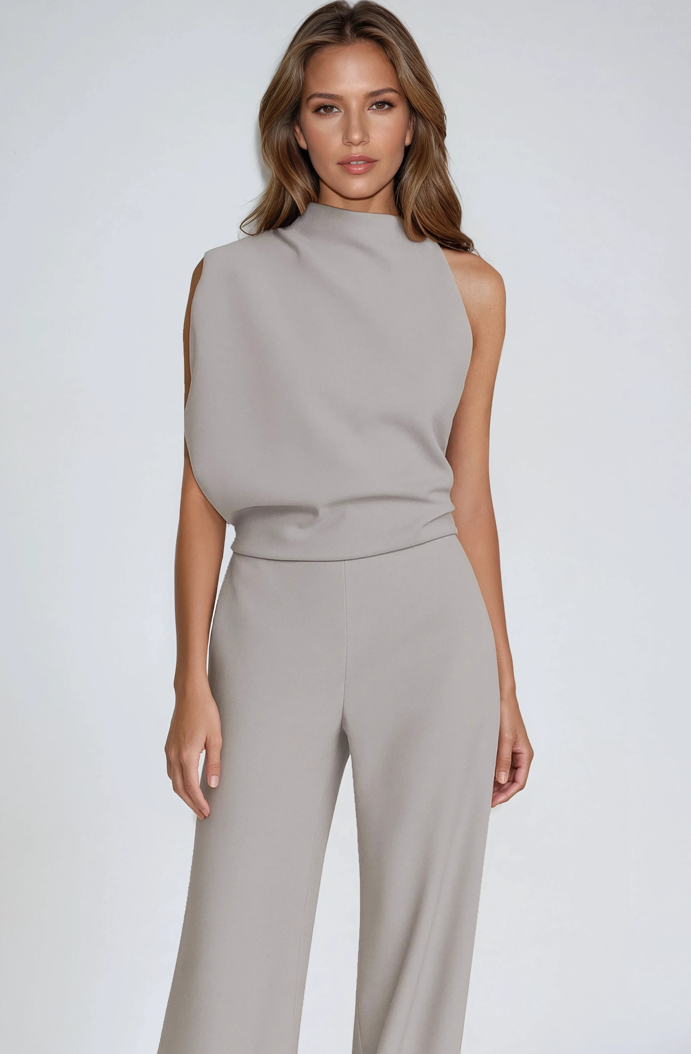 One-Shoulder Jumpsuit in Lightweight Wide-Leg Silhouette | Koossa