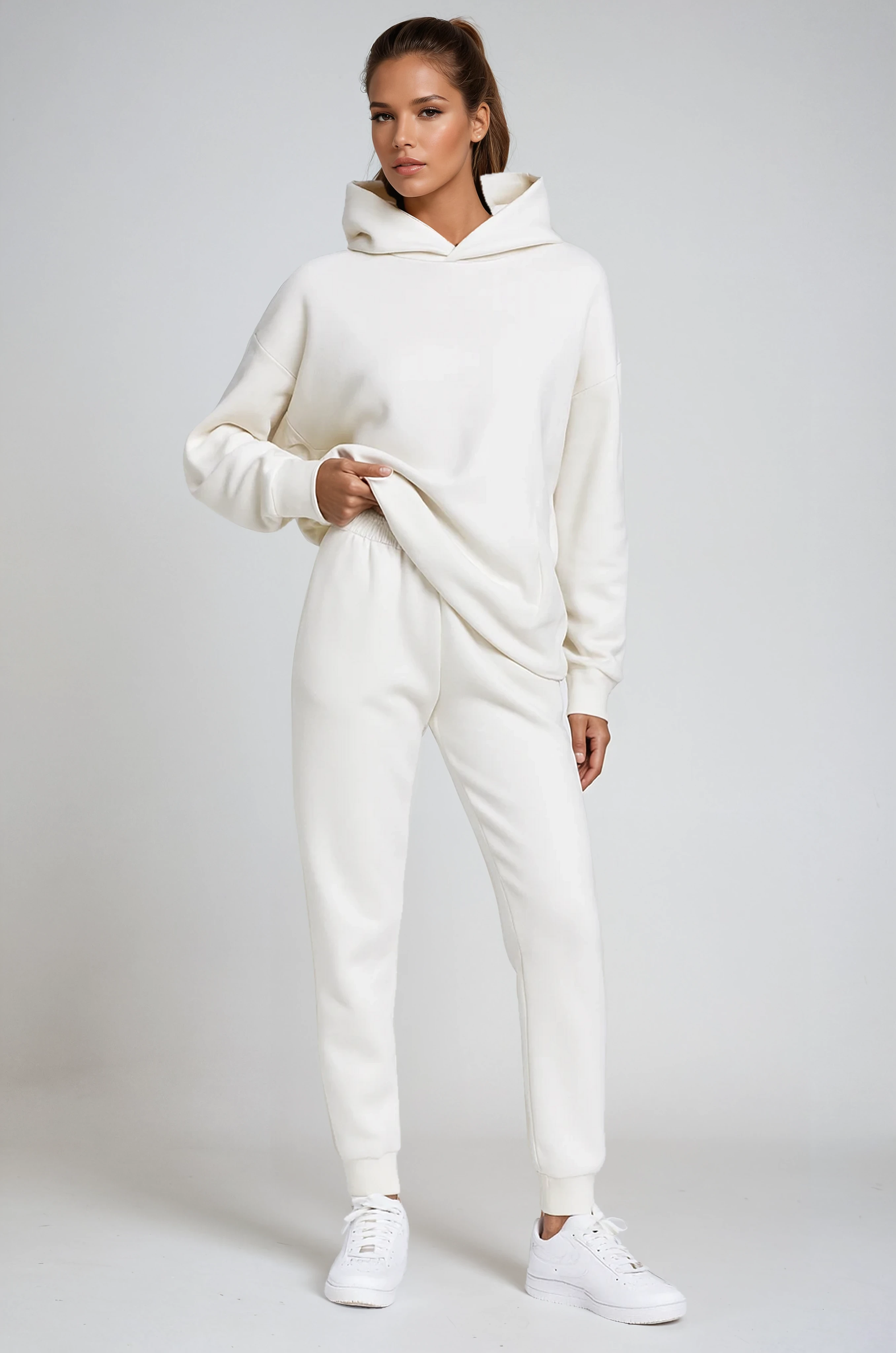 Hooded Loungewear Set in Brushed Cotton Blend for Relaxed Weekend Style | Koossa