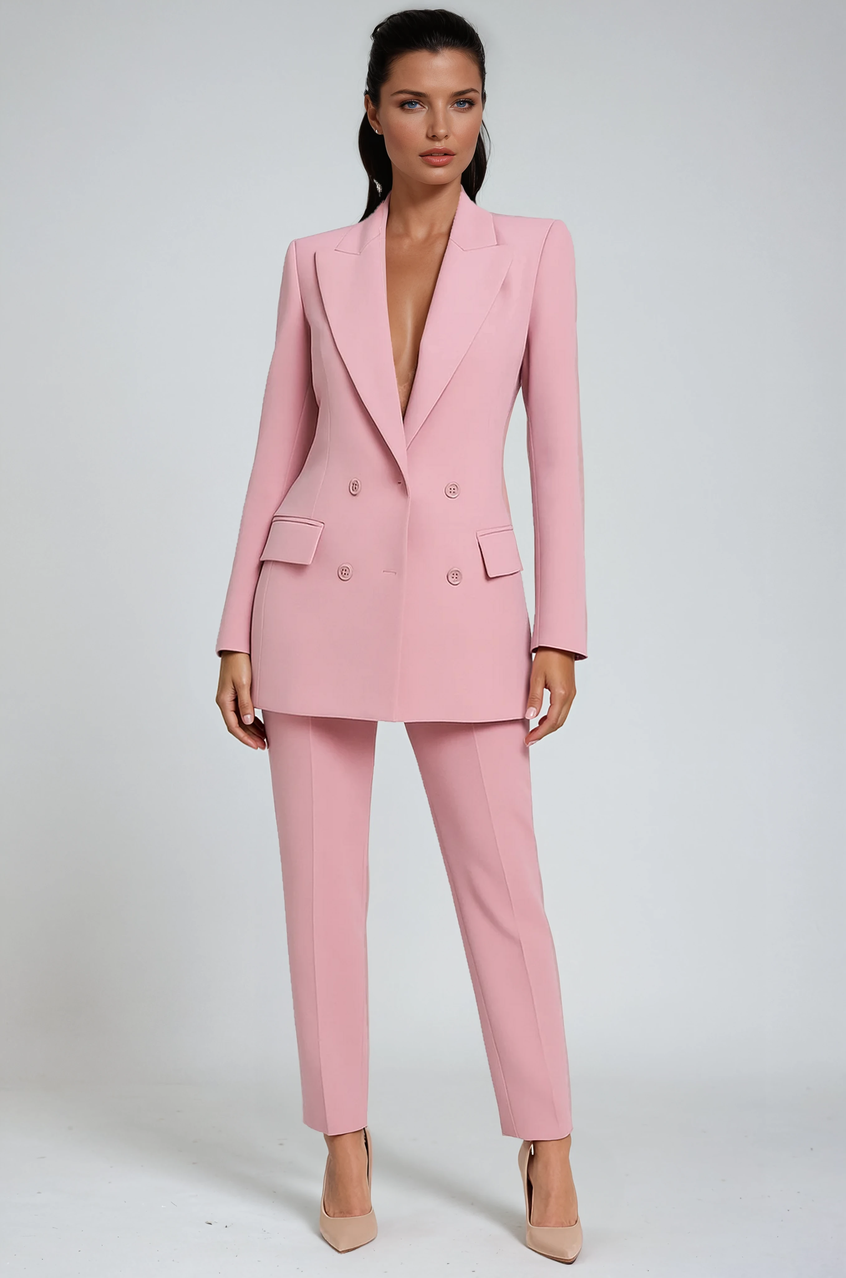 Double-Breasted Blazer Suit Two-Piece Set in Premium Tailored Fabric | Koossa
