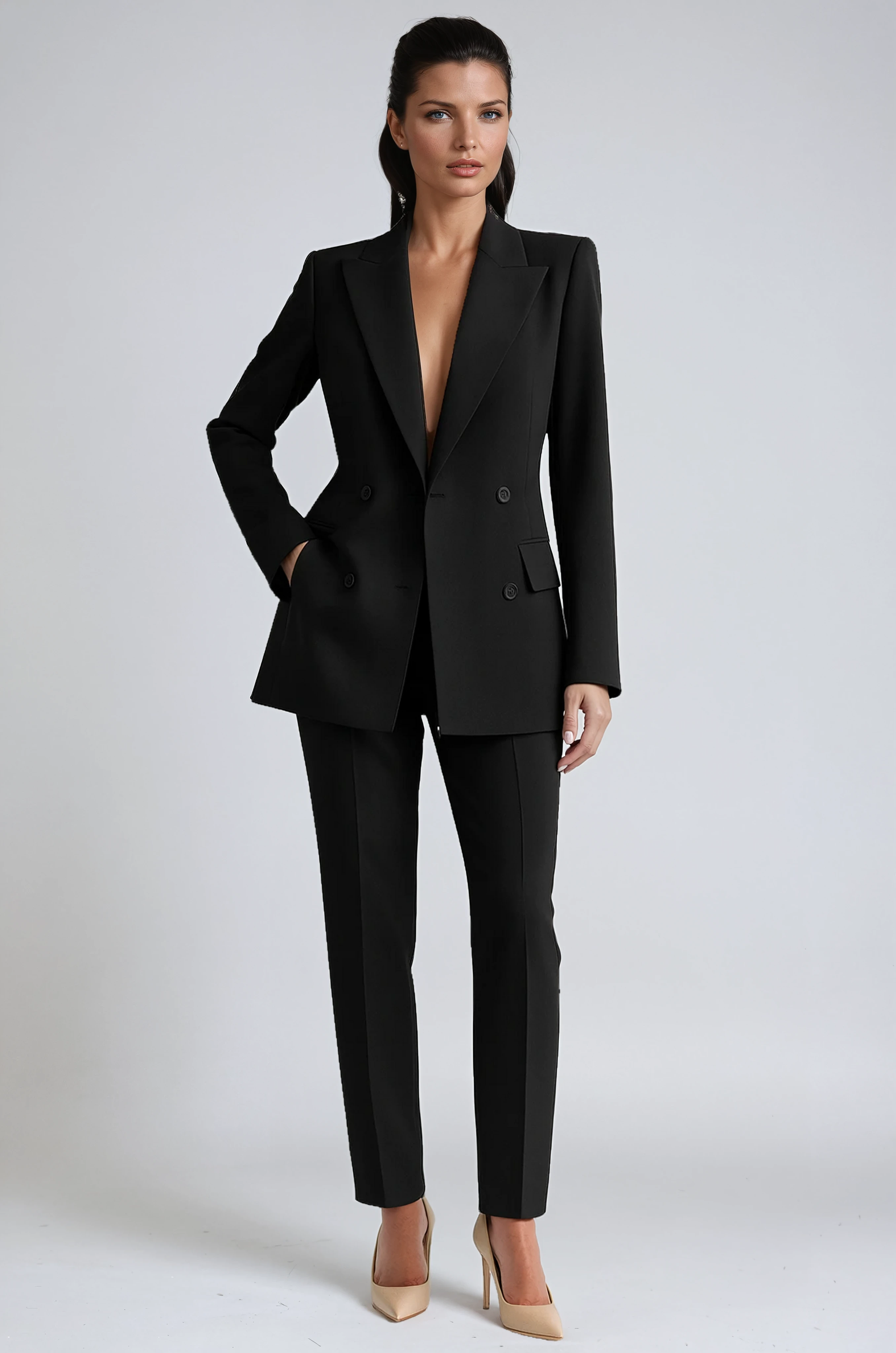 Double-Breasted Blazer Suit Two-Piece Set in Premium Tailored Fabric | Koossa
