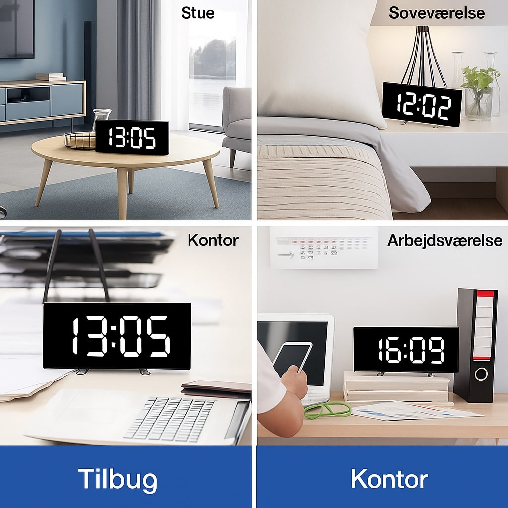 Réveil numérique LED à écran incurvé avec luminosité automatique affichage grand format idéal pour chambre | Koossa