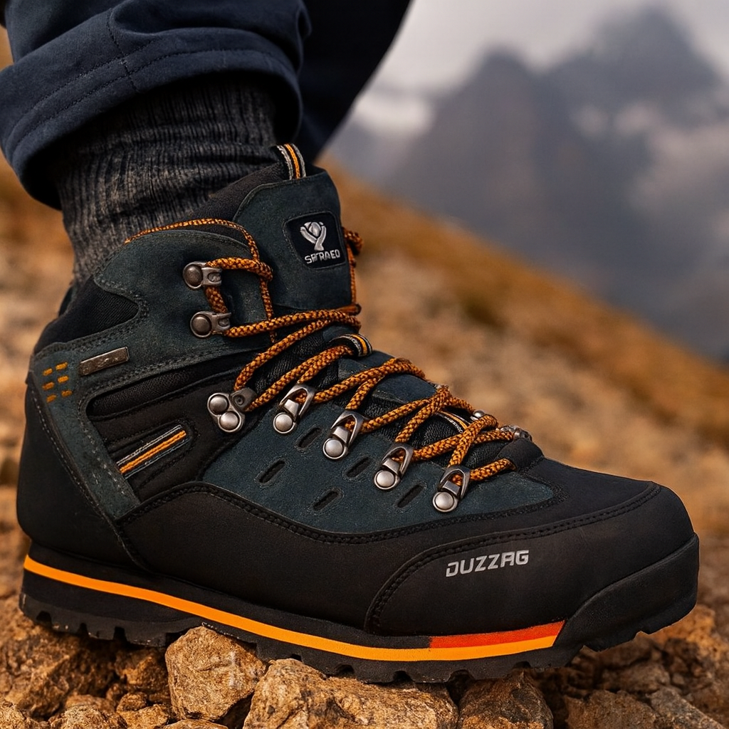 Men's Waterproof Hiking Boots, Mid-Ankle Non-Slip Rubber Sole Trekking Shoes for Winter Trail Walking, Mountain & Outdoor Use | Lonoma