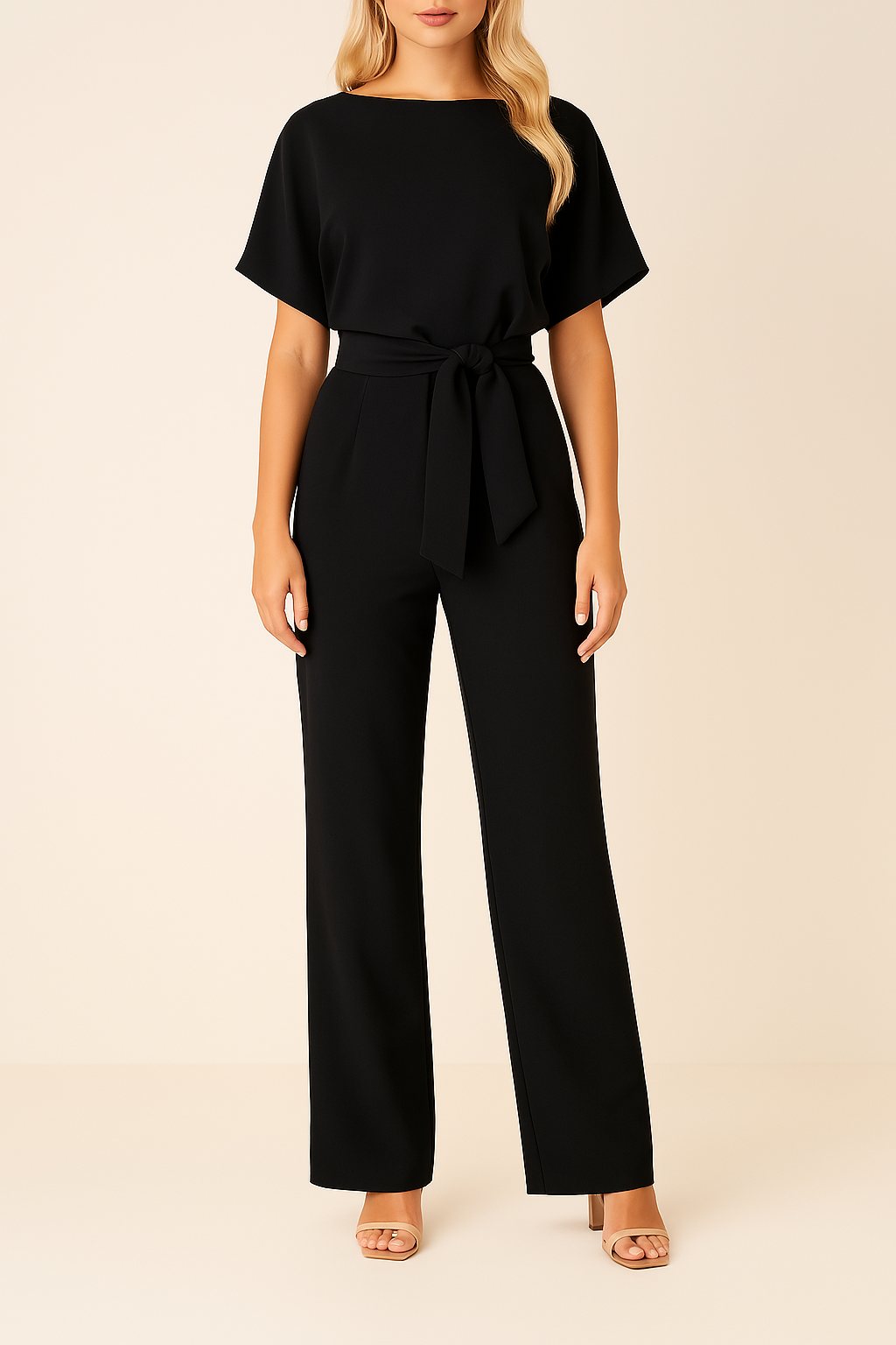 Women's Minimalist Sleeveless Jumpsuit — Elegant Wide-Leg Jumpsuit for Evening Wear & Special Occasions | Koossa