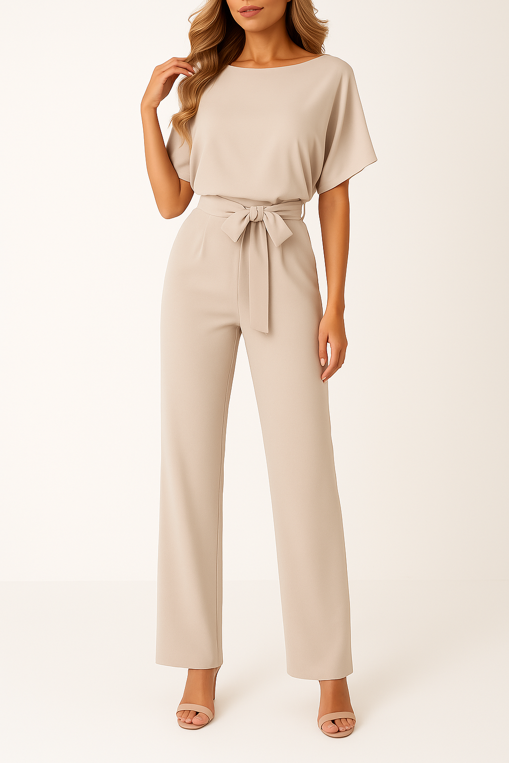 Women's Minimalist Sleeveless Jumpsuit — Elegant Wide-Leg Jumpsuit for Evening Wear & Special Occasions | Koossa