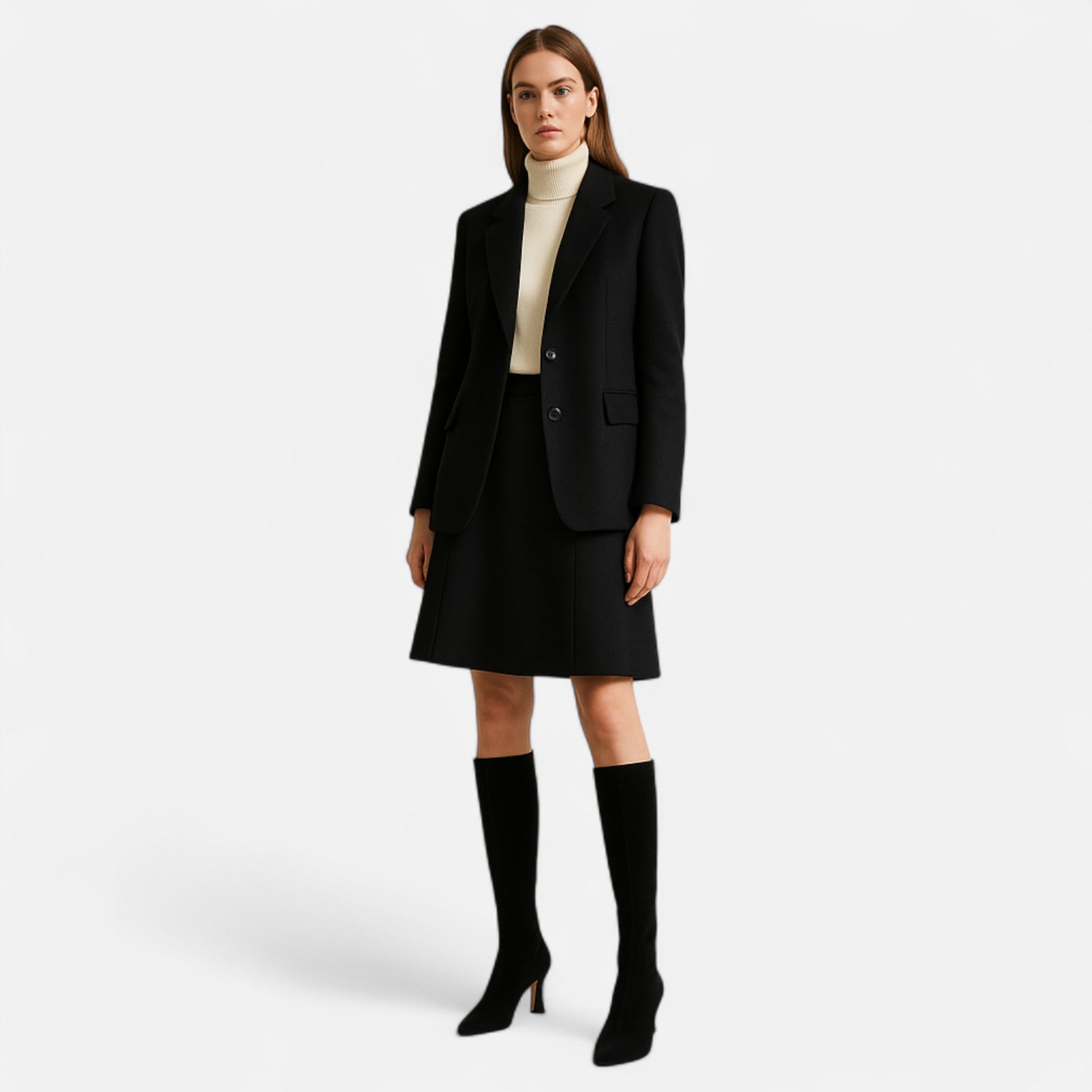 Women's Pointed-Toe Knee-High Heeled Boots in Suede | Sleek Silhouette | Comfortable Side Zip | Perfect for Evening and Office | Autumn Winter Footwear | Koossa