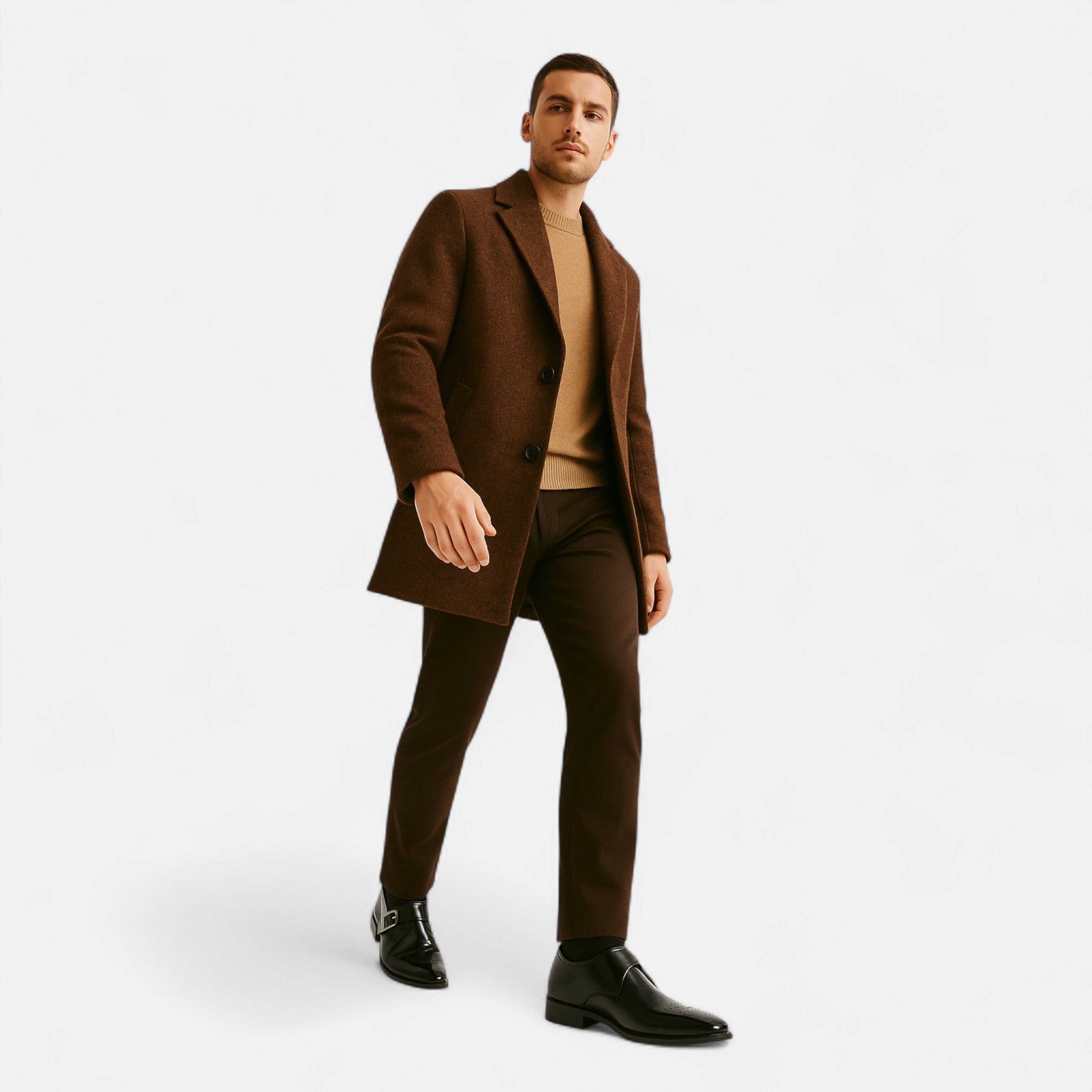 Single Monk Strap Formal Shoes in Black and Brown for Weddings and Business | Classic Buckle Fastening Dress Shoes with Subtle Brogue Detailing | Men's Premium Leather-Look Footwear | Koossa