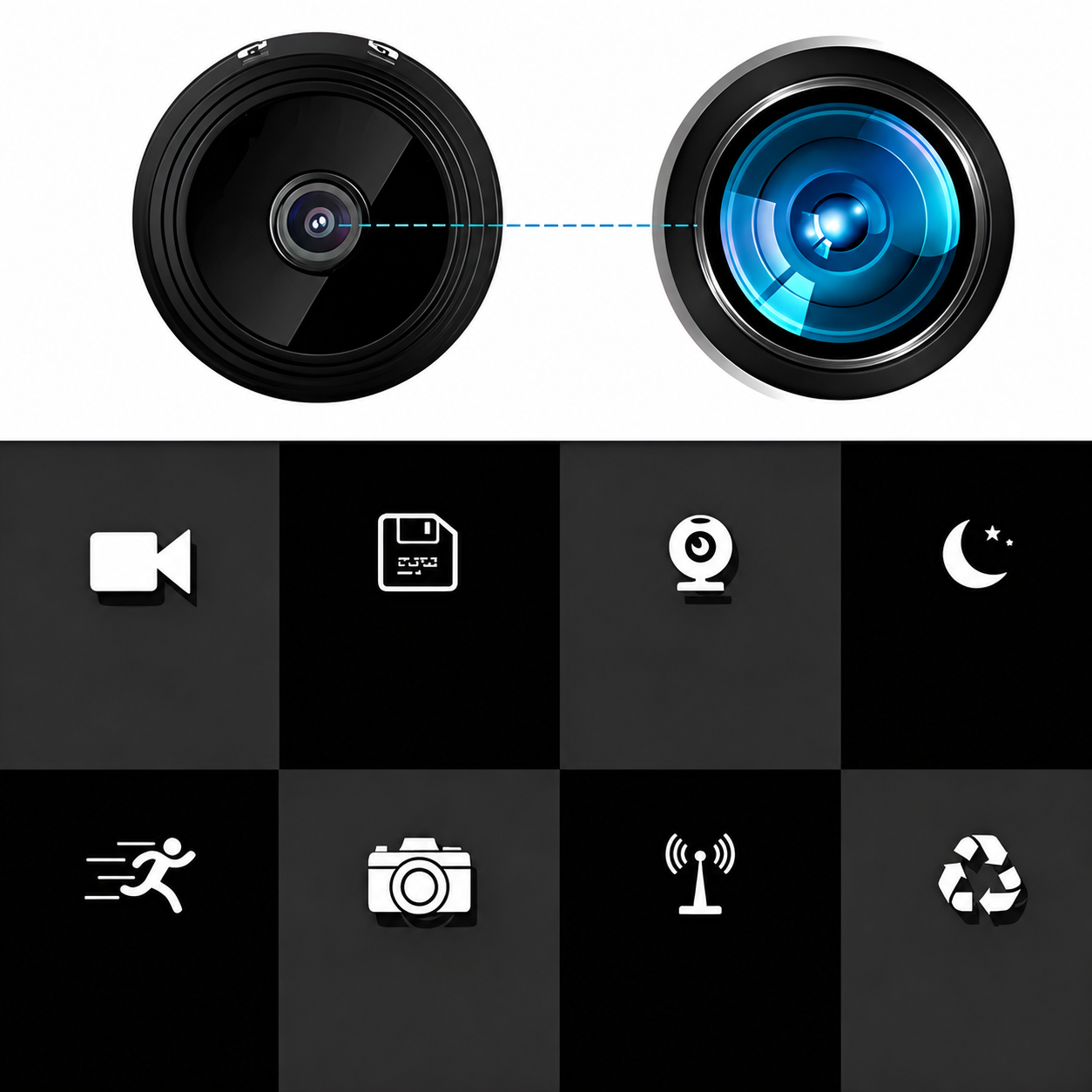 Caméra de surveillance HD compacte vision nocturne intérieur extérieur système sans fil sécurité maison | Koossa
