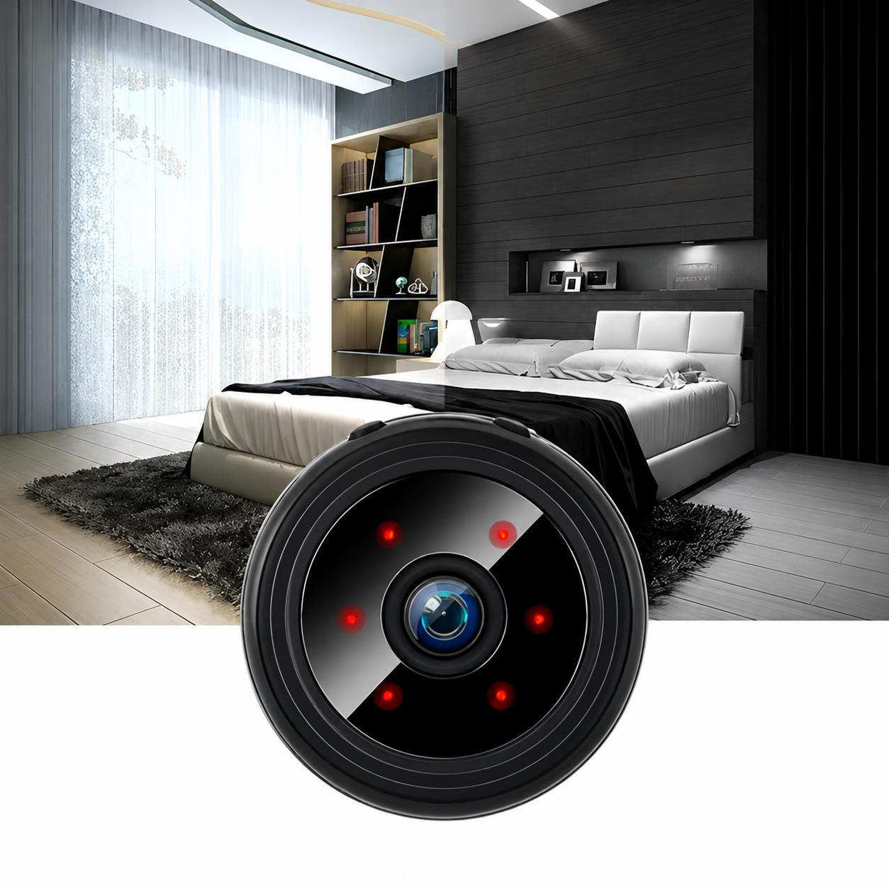 Caméra de surveillance HD compacte vision nocturne intérieur extérieur système sans fil sécurité maison | Koossa