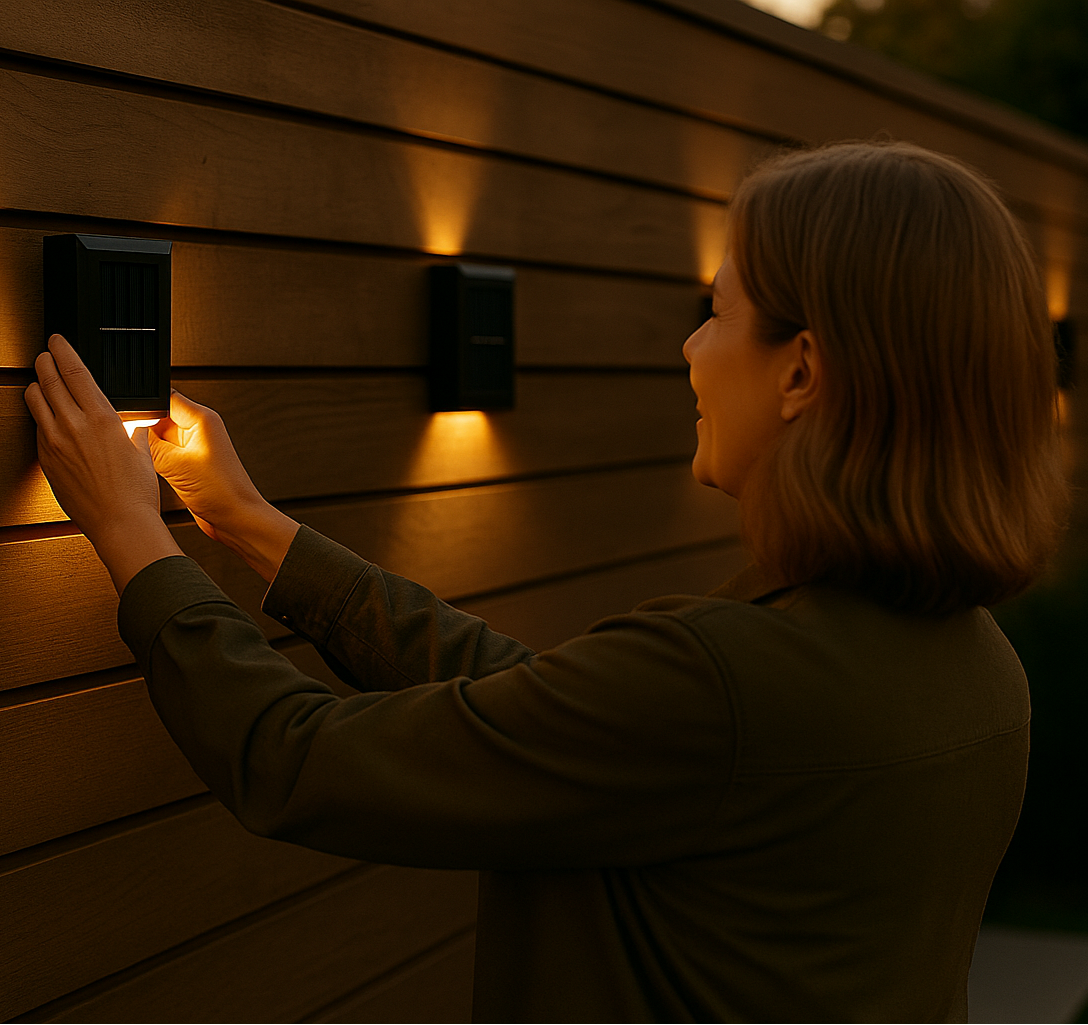 Applique solaire LED extérieure design minimaliste blanc chaud éclairage jardin terrasse balcon automatique durable | Koossa