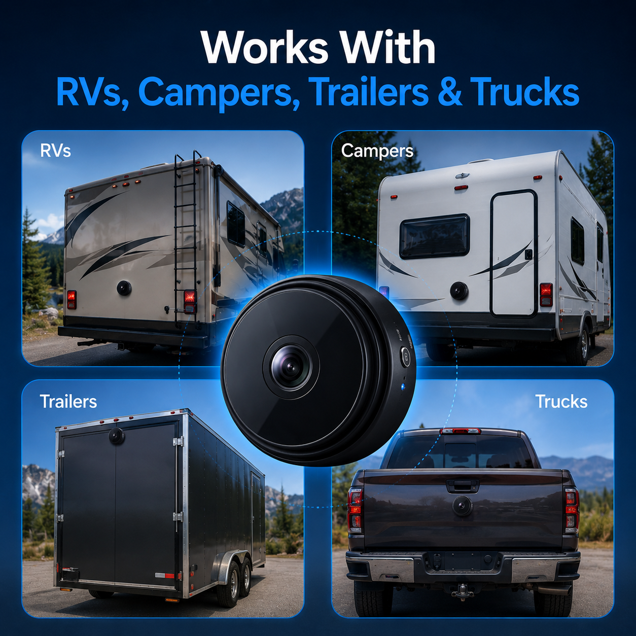 Caméra de recul sans fil avec vision nocturne et détection de mouvement pour camping-car caravane et van | Koossa