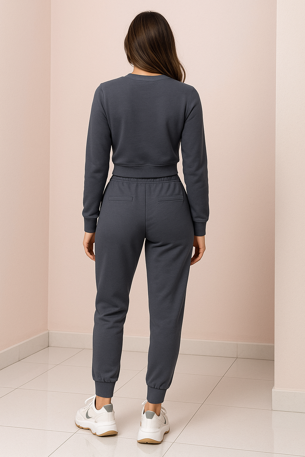 Women's Cropped Jumper & Joggers Co-ord Set in Soft Stretch Fabric for Loungewear and Relaxed Everyday Comfort | Koossa