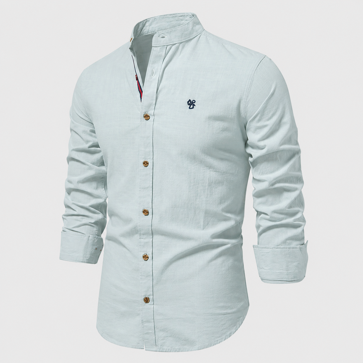 Men's Classic Long-Sleeved Shirt with Stand Collar — Smart Casual Shirt for Office & Special Occasions | Koossa