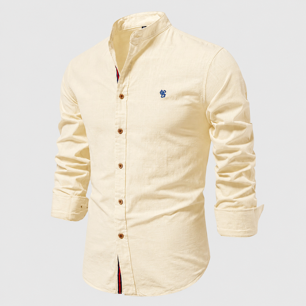 Men's Classic Long-Sleeved Shirt with Stand Collar — Smart Casual Shirt for Office & Special Occasions | Koossa
