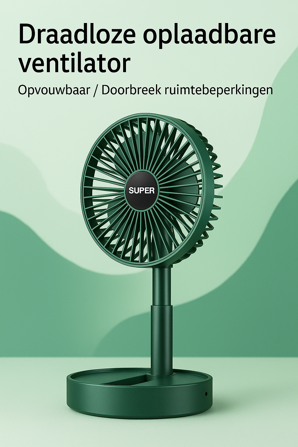 Compact USB Desk Fan with Five Speed Settings and Foldable Design for Office and Travel | Koossa