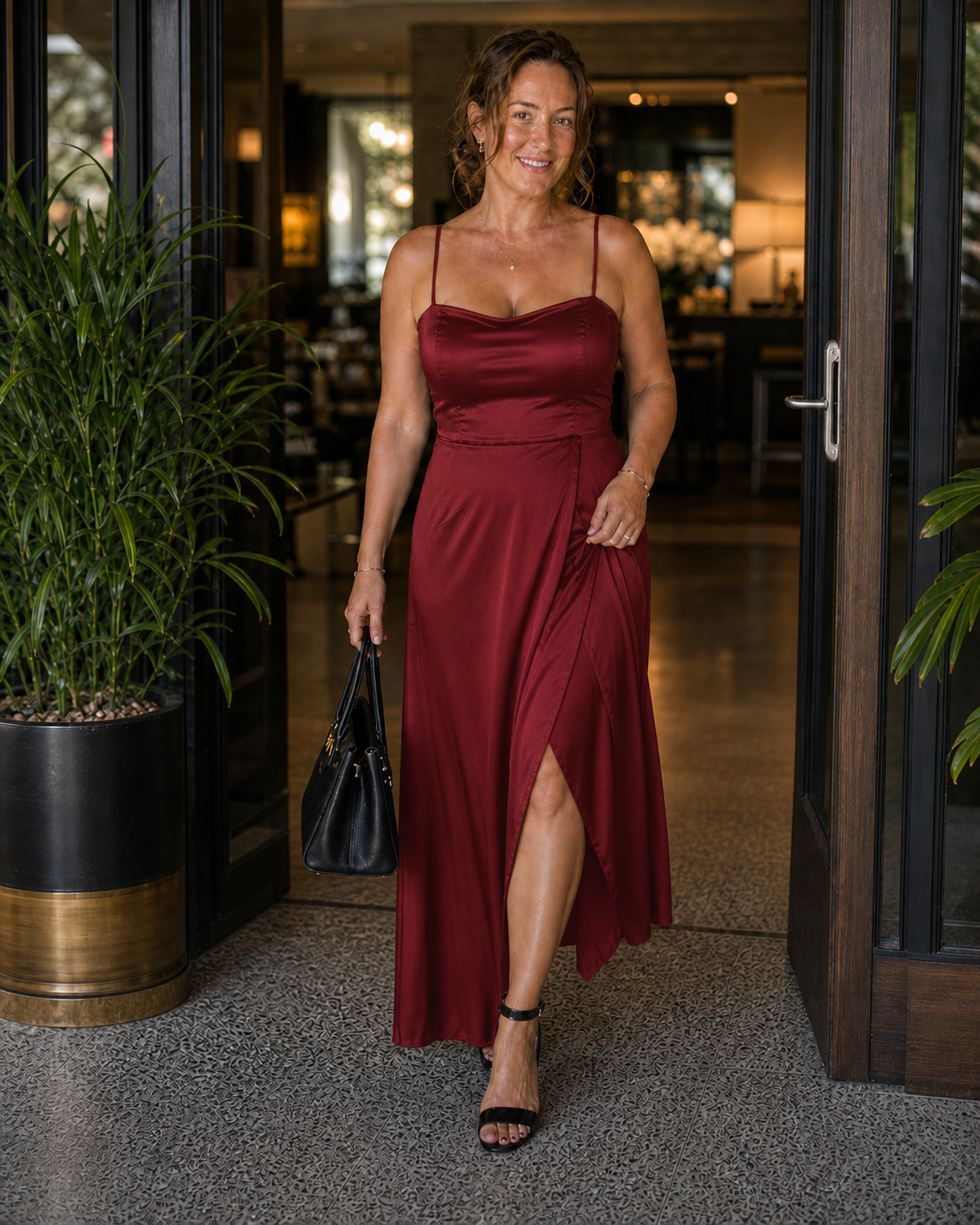 Women's Sleeveless Midi Dress with Front Slit — Elegant Evening Dress for Dinner Parties & Formal Occasions | Koossa