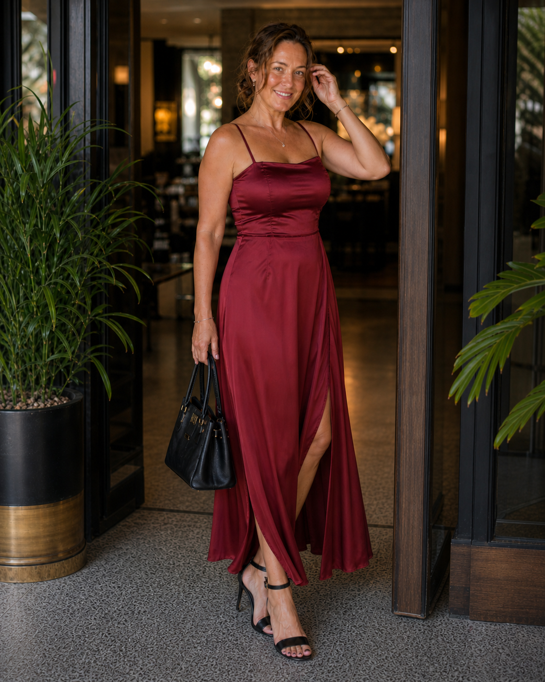 Women's Sleeveless Midi Dress with Front Slit — Elegant Evening Dress for Dinner Parties & Formal Occasions | Koossa