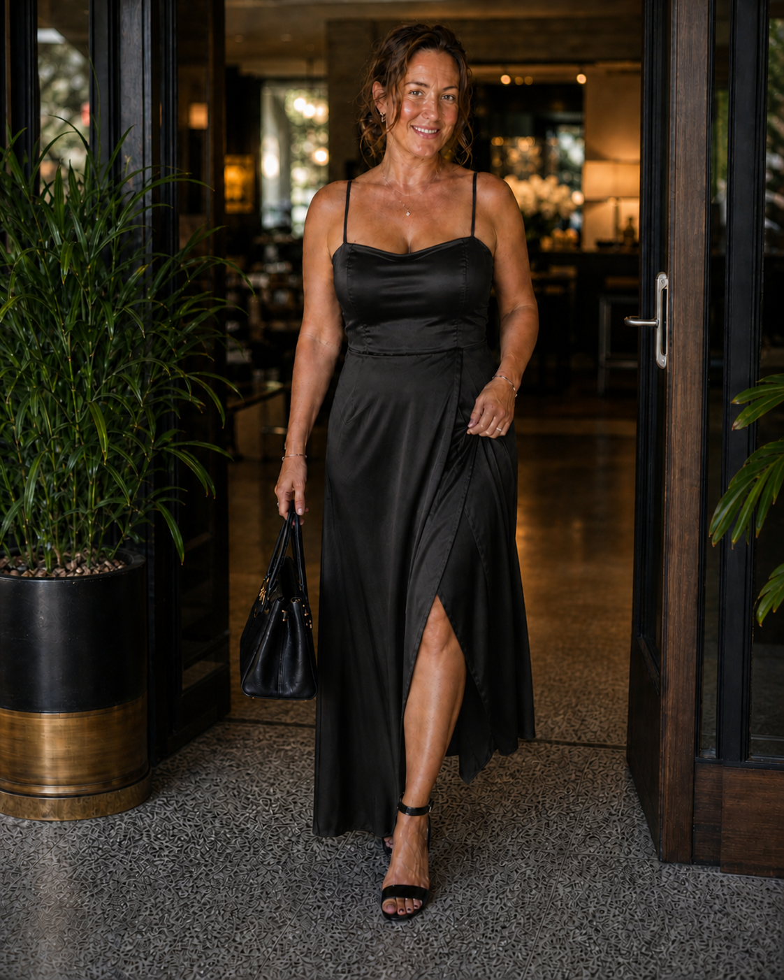 Women's Sleeveless Midi Dress with Front Slit — Elegant Evening Dress for Dinner Parties & Formal Occasions | Koossa