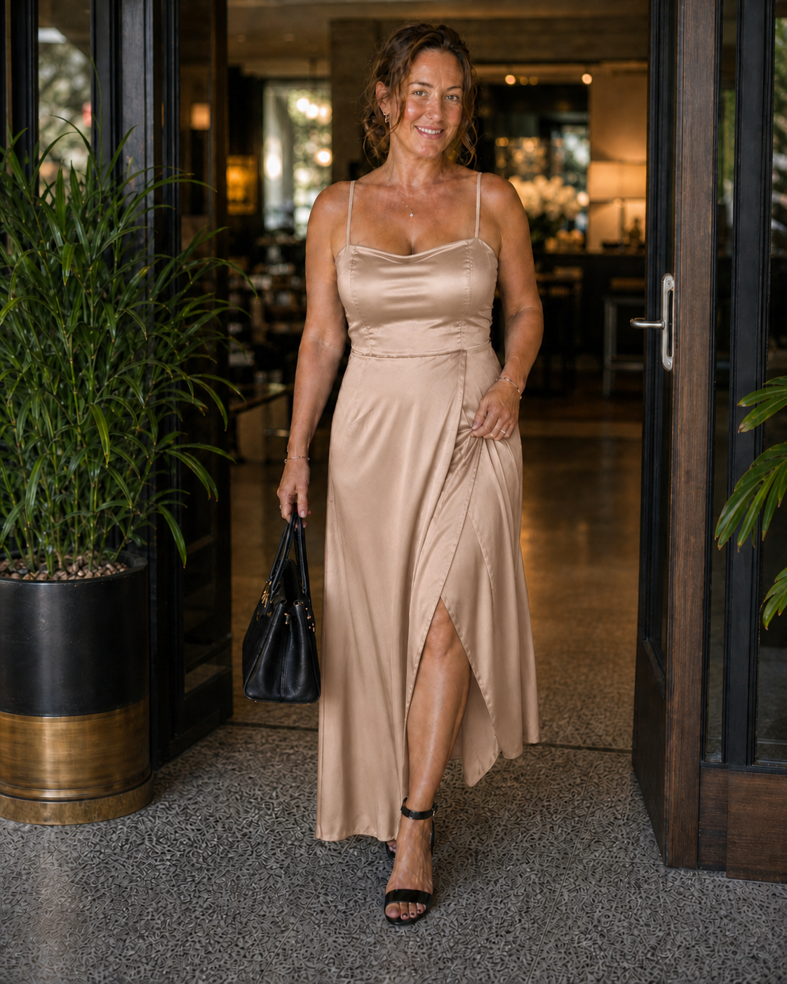 Women's Sleeveless Midi Dress with Front Slit — Elegant Evening Dress for Dinner Parties & Formal Occasions | Koossa