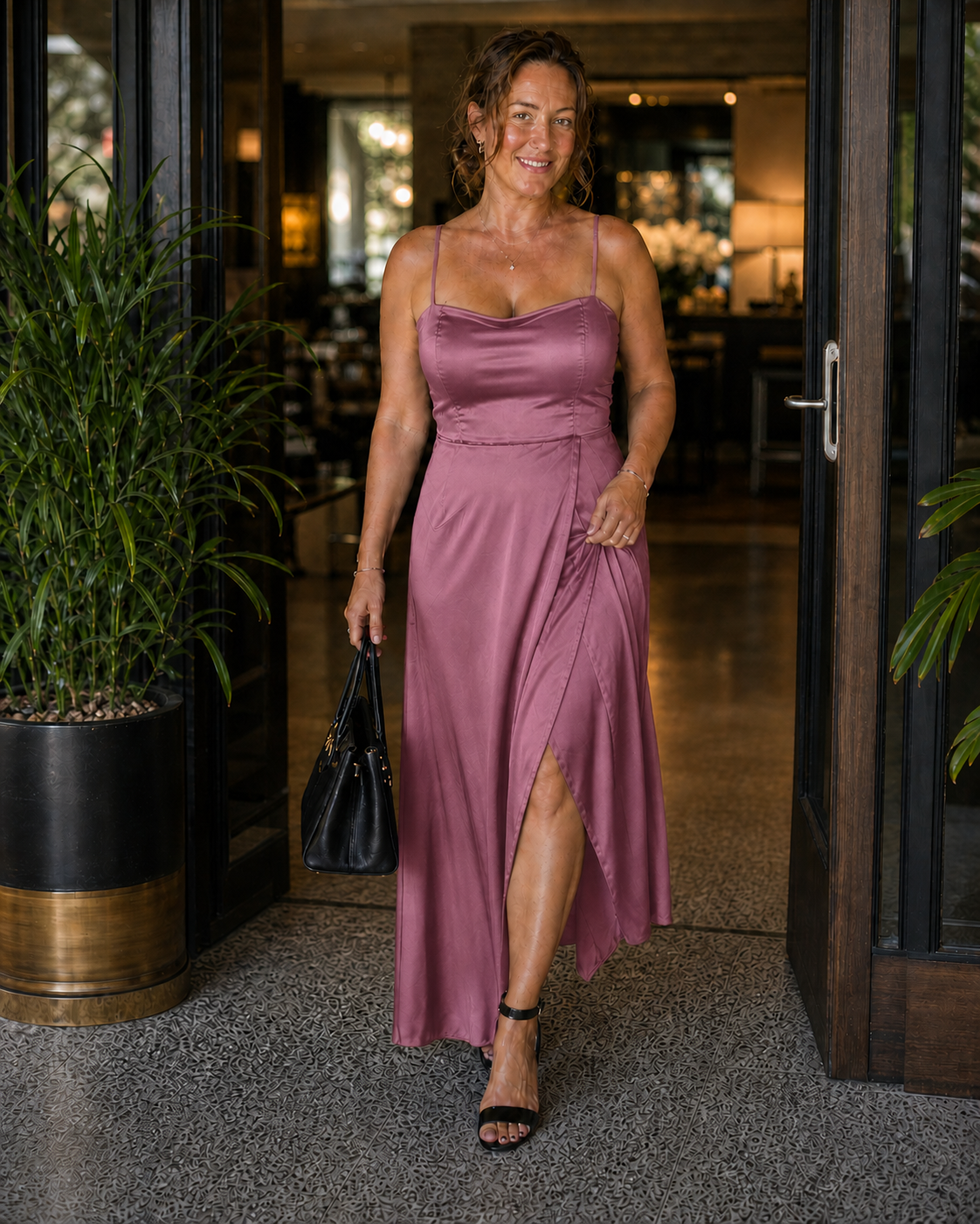Women's Sleeveless Midi Dress with Front Slit — Elegant Evening Dress for Dinner Parties & Formal Occasions | Koossa