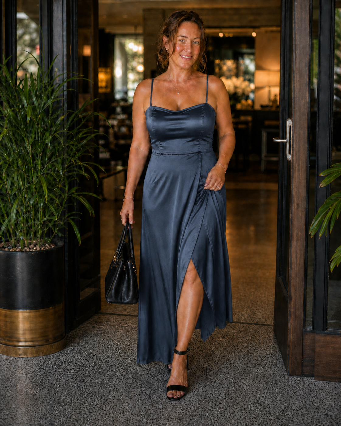 Women's Sleeveless Midi Dress with Front Slit — Elegant Evening Dress for Dinner Parties & Formal Occasions | Koossa