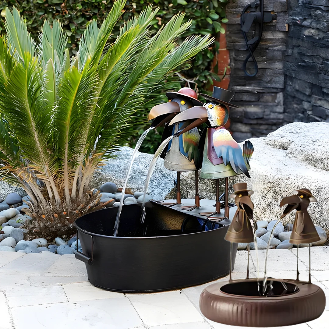 Fontaine de Jardin Décorative avec Figurine Animale en Polyrésine et Pompe Intégrée pour Terrasse et Extérieur | Koossa