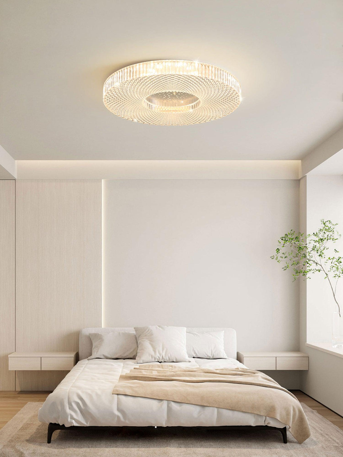 Modern LED Flush Mount Ceiling Light Fixture Acrylic Diffuser Round Panel for Bedroom Entryway Hallway Contemporary Design Gold White | Lonoma