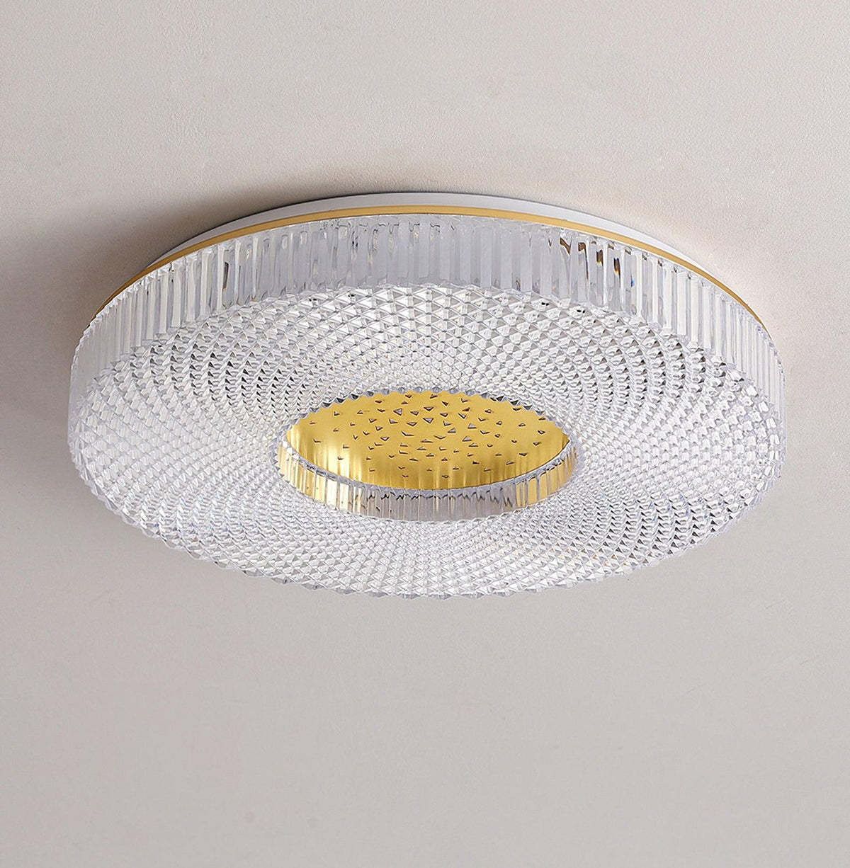 Modern LED Flush Mount Ceiling Light Fixture Acrylic Diffuser Round Panel for Bedroom Entryway Hallway Contemporary Design Gold White | Lonoma