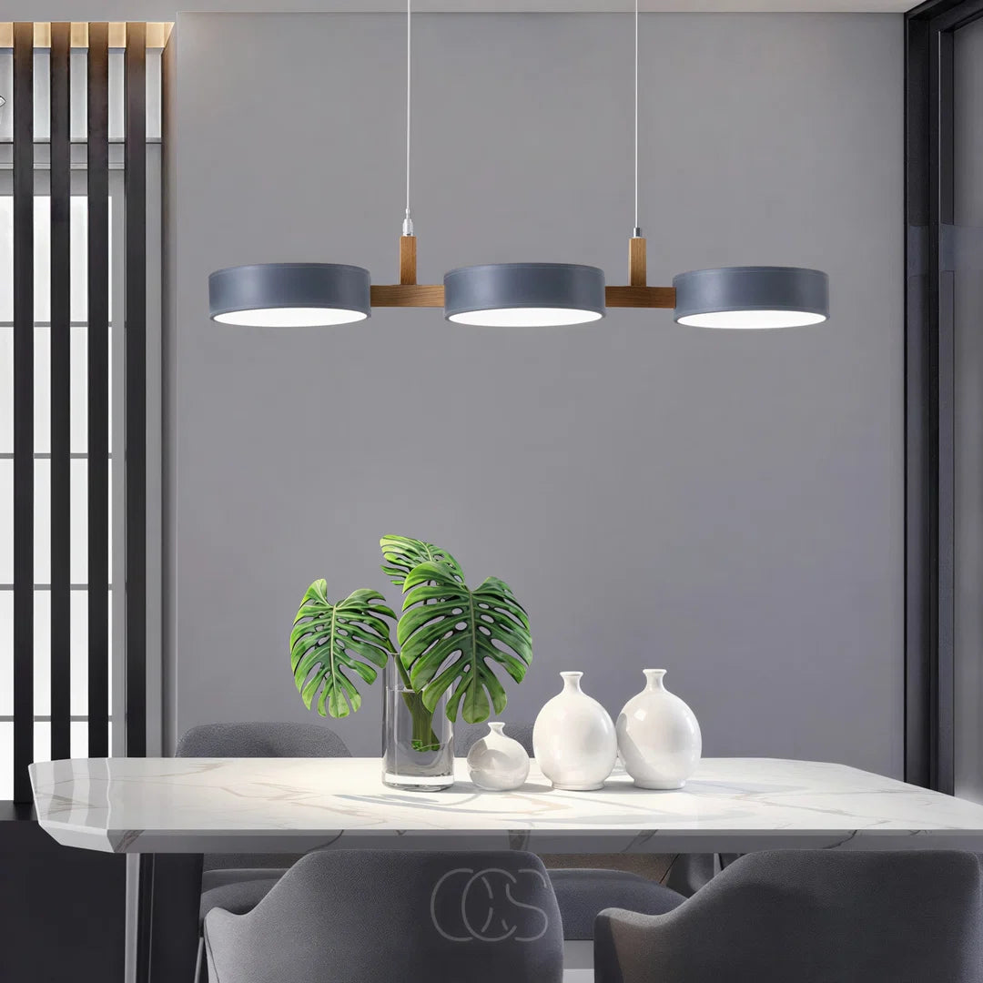 Suspension ronde LED bois et métal 77 cm style macaron ambiance douce eetkamer woonkamer keuken slaapkamer | Koossa