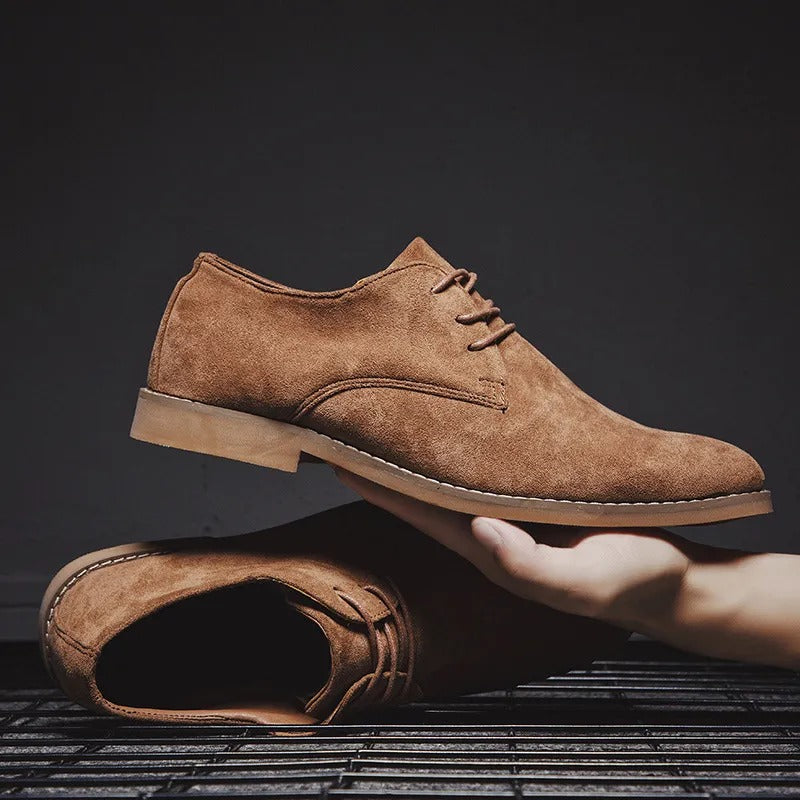 Men's Suede Oxford Lace-Up Dress Shoes – Versatile Leather Shoes for Work, Weddings & Casual Style | Lonoma