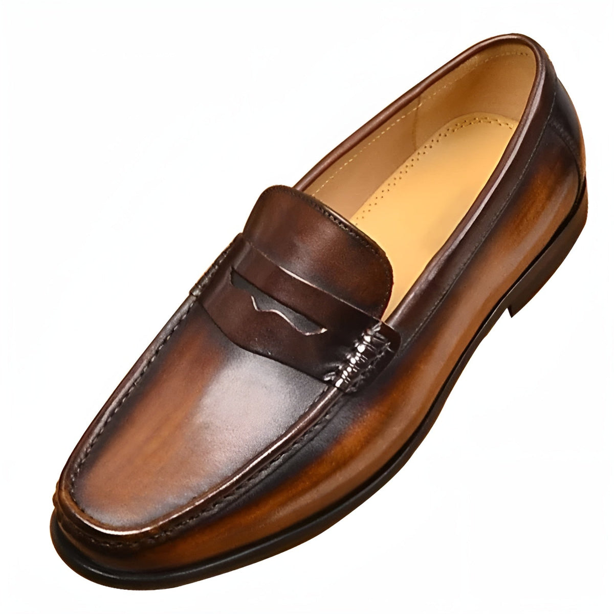 Men's Leather Loafers Business Dress Shoes Brown Black Formal Slip On Footwear for Office Work Wedding Events Smart Casual | Lonoma