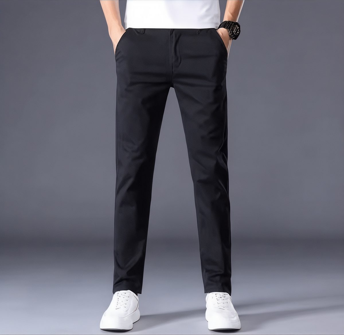 Men's Dress Pants Tailored Straight Leg Business Trousers with Belt Loops for Office Work Professional Everyday Wear | Lonoma