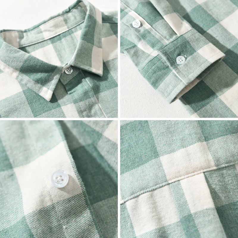 Men's Pure Cotton Check Overshirt in Classic Colours — Relaxed Fit Casual Shirt with Chest Pocket and Button Cuffs | Koossa