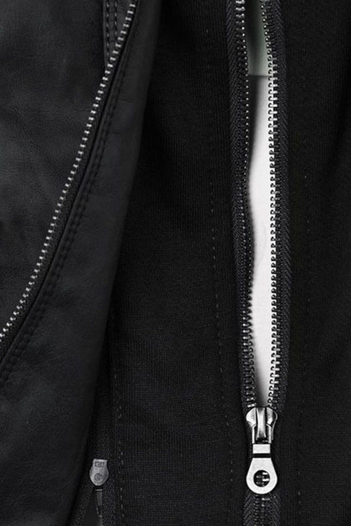Women's Hooded Leather Jacket with Zip Front in Brown, Black & Dark Brown – Tailored Fit Outerwear for Smart-Casual Occasions | Koossa
