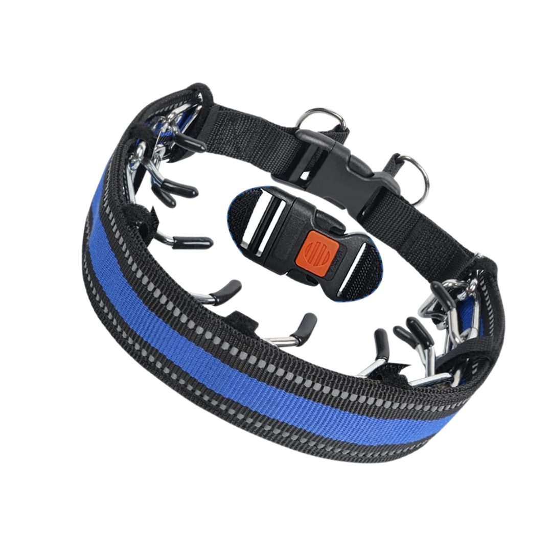 Dog Training Collar Prong Pinch Chain Adjustable Stainless Steel No-Pull Quick Release Reflective Small Medium Large XL | Koossa