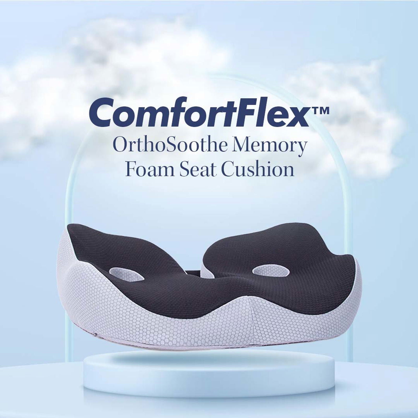 Ergonomic Orthopaedic Seat Cushion with Coccyx Relief — Pressure-Relieving Support for Office & Car | Koossa