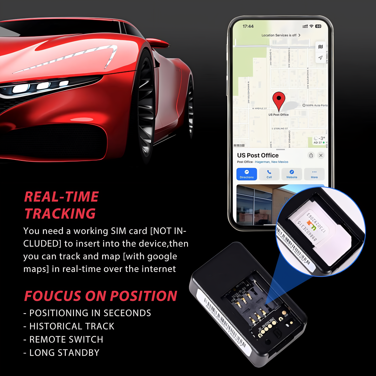 Magnetic GPS Tracker Real-Time Vehicle Location Monitor Waterproof 180-Day Battery Global Tracking Device | Lonoma