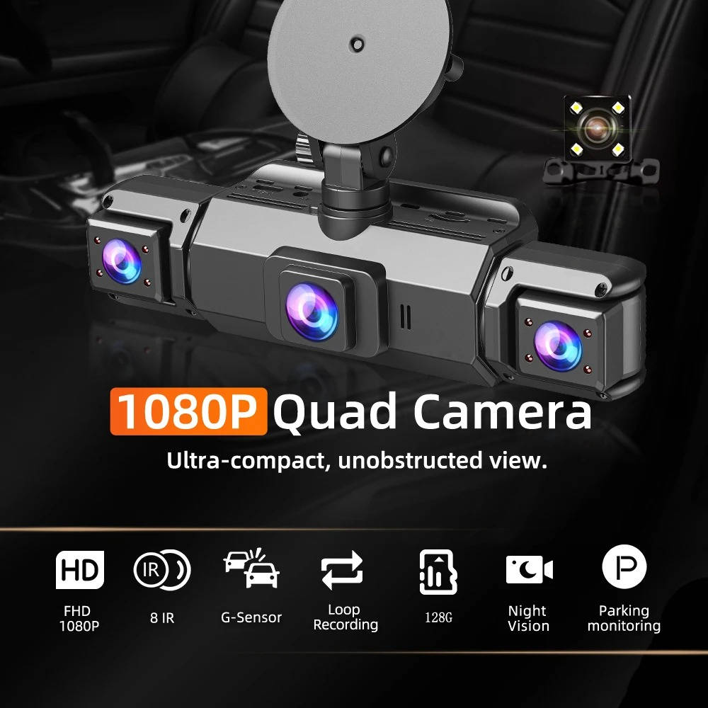 4-Channel Dash Cam System, 1080P Front Camera, WiFi, Night Vision, Parking Monitor, Loop Recording for Car, Truck & SUV Security | Lonoma