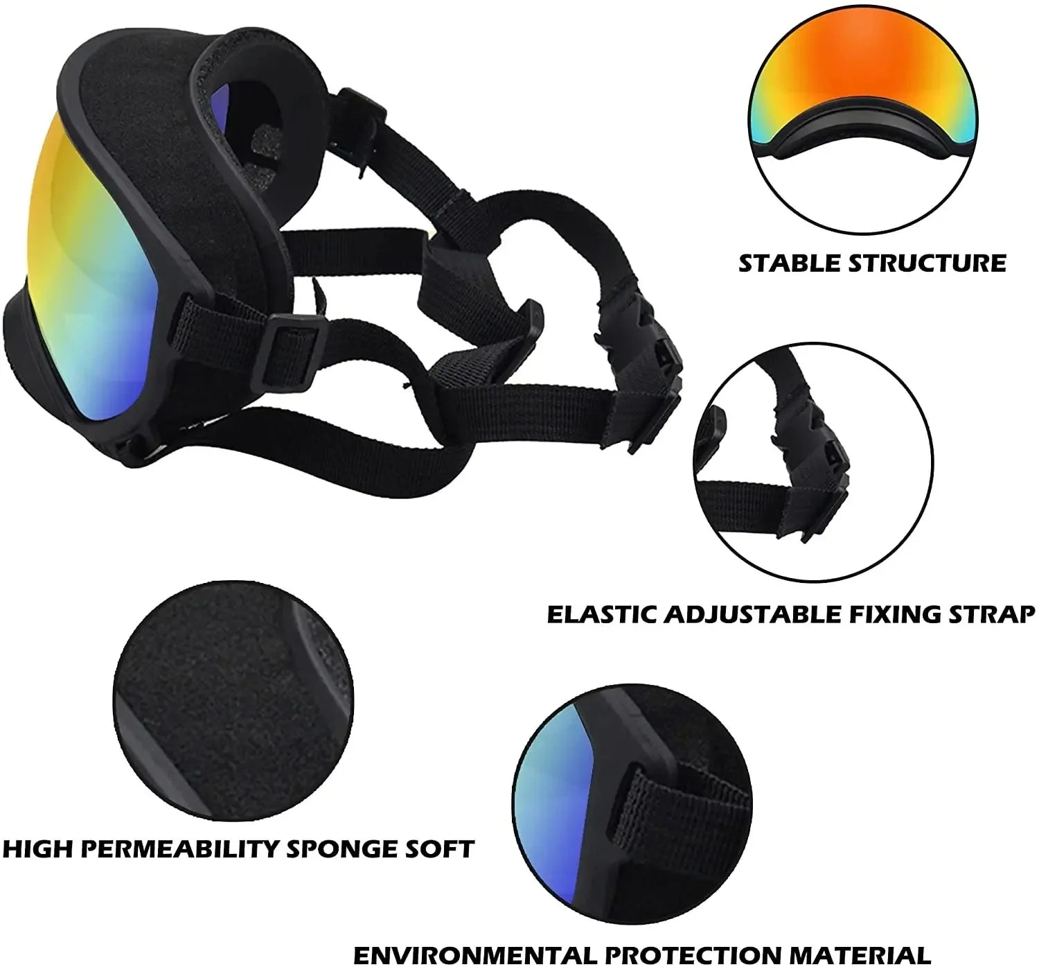 Dog Goggles UV Protection Adjustable Windproof Scratch-Resistant Small Medium Large Dog Sunglasses Outdoor Eye Protection Hiking | Koossa