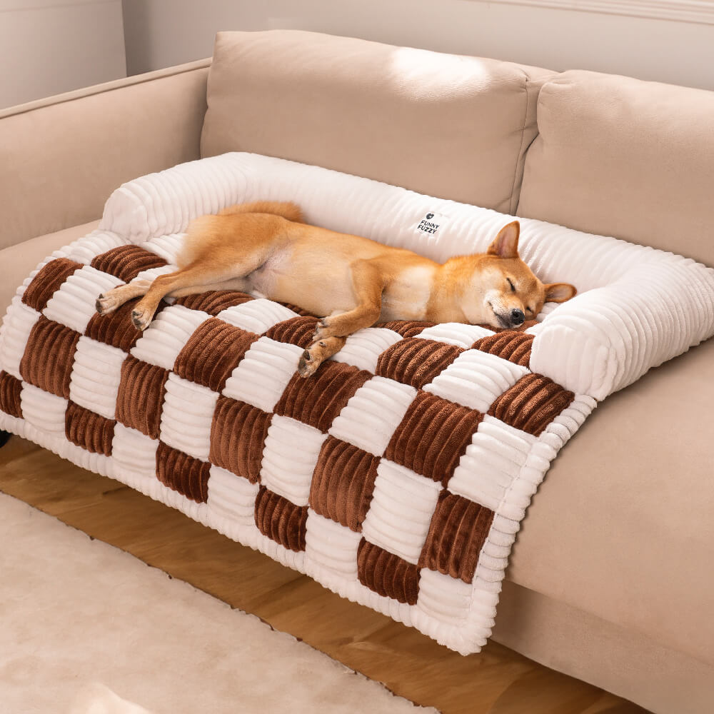 Dog Blanket Checkered Quilted Sofa Protector Small Medium Large Washable Pet Mat Cushion | Koossa