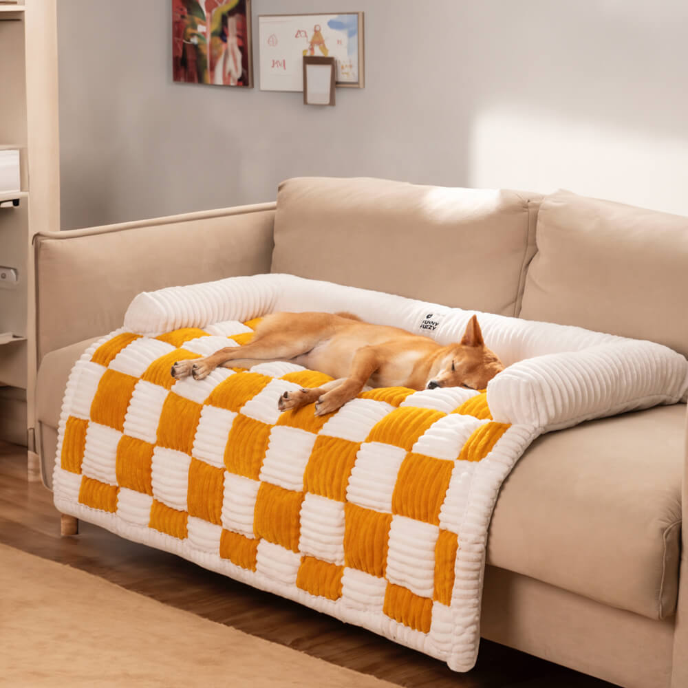 Dog Blanket Checkered Quilted Sofa Protector Small Medium Large Washable Pet Mat Cushion | Koossa