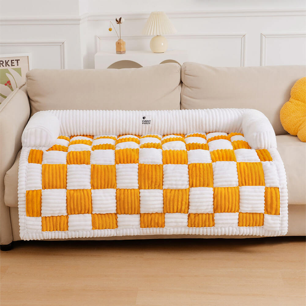 Dog Blanket Checkered Quilted Sofa Protector Small Medium Large Washable Pet Mat Cushion | Koossa