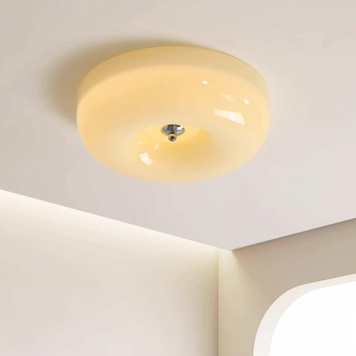 Flush Mount LED Ceiling Light with Swirled Glass Shade – Modern Low Profile Design for Bedroom, Hallway, Kitchen – Chrome Finish | Lonoma